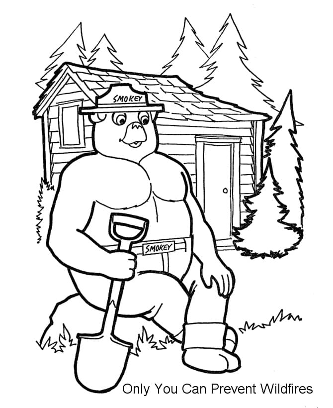 Smokey bear image coloring page