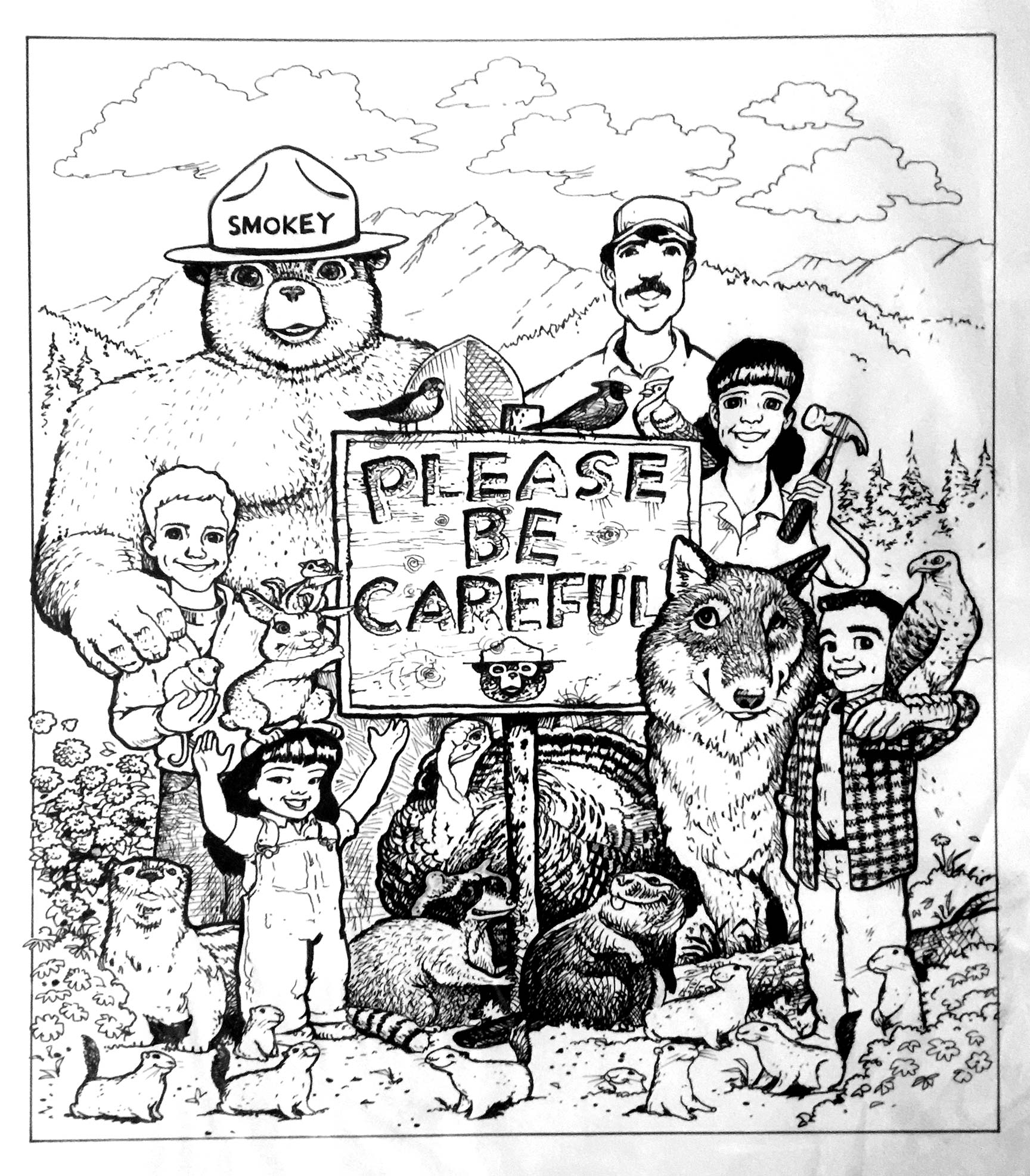 Smokey bear coloring page