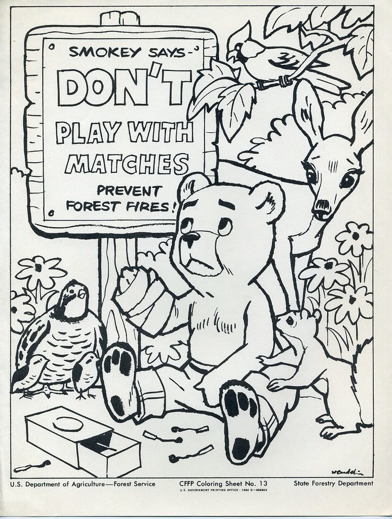 Smokey the bear coloring sheet dan goodsell