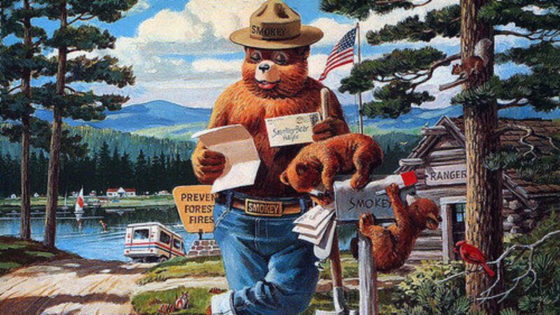 Get free coloring book copies for smokey bears birthday