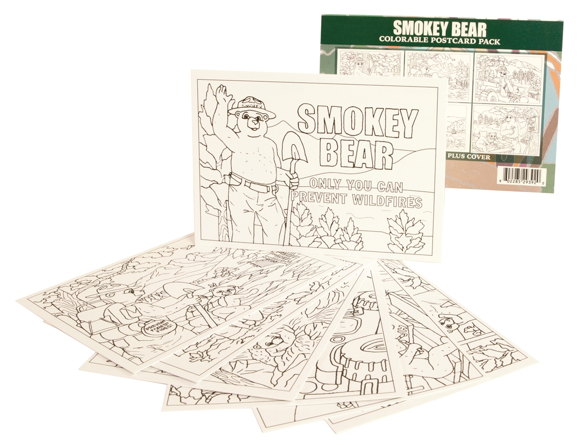 Smokey bear coloring postcard set