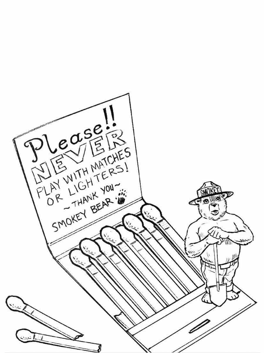 Smokey bear free printable coloring page