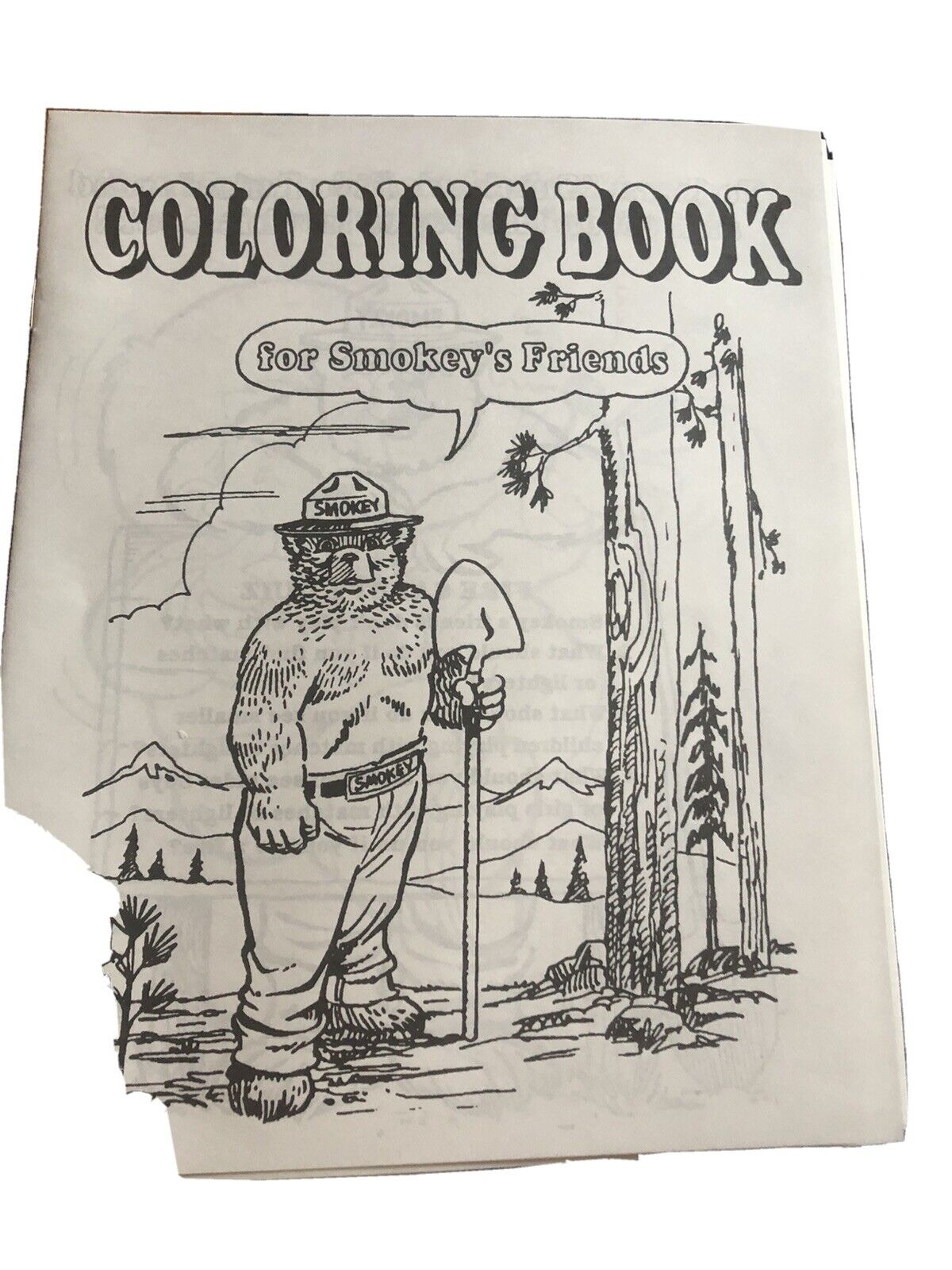 Smokey the bear coloring book for smokeys friends