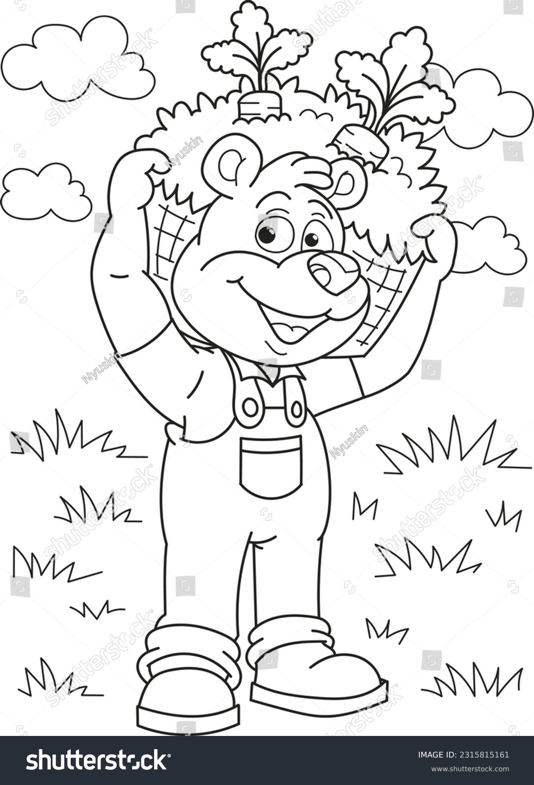 Coloring page outline cartoon smiling cute stock vector royalty free