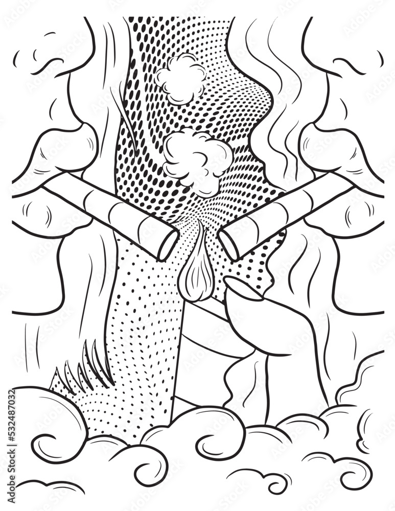 Beautiful girl smoking cigarette coloring page vector coloring for adults vector