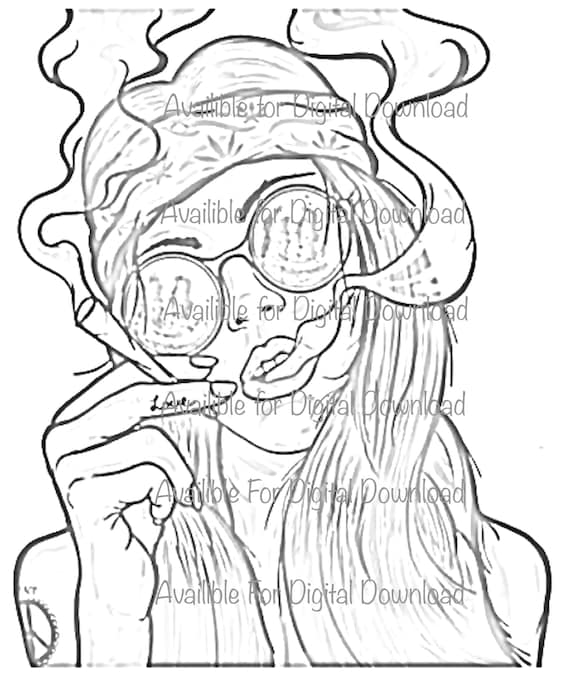 Stoner babe club coloring pages stoner coloring pages for adults coloring pages to color digital download