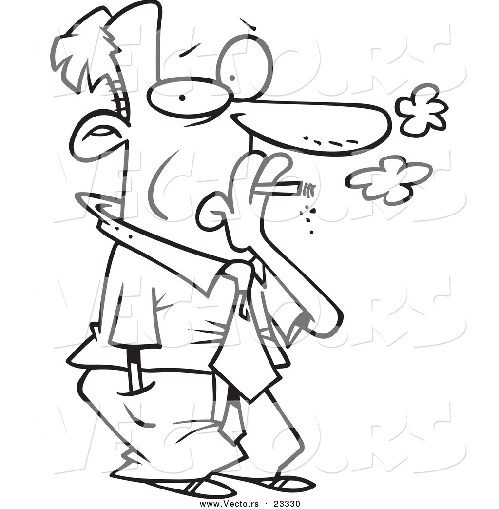 Cartoon r of cartoon businessman smoking