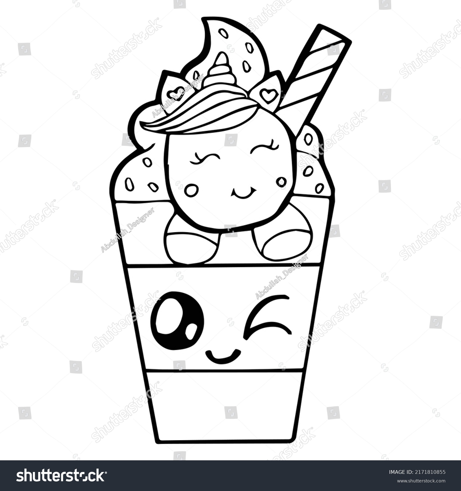 Kids coloring pages cute unicorn cup stock vector royalty free