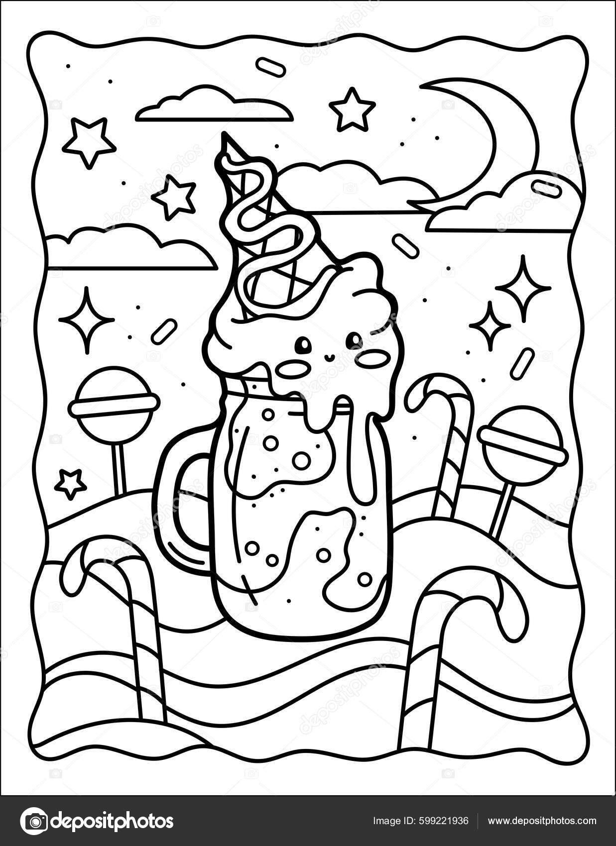 Kawaii coloring page ice cream jar smoothie sweets coloring book â kuvapankkivektori meineillustrations