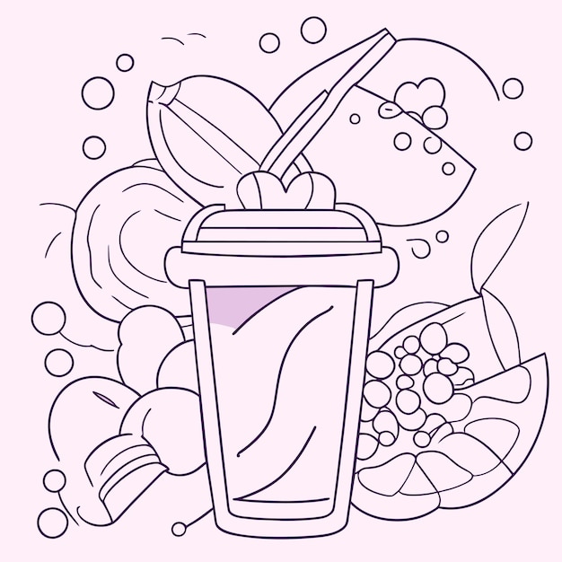 Fruit smoothie coloring page vectors illustrations for free download
