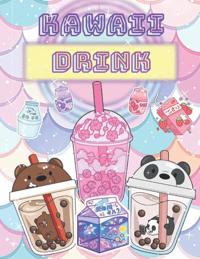 Kawaii drinks coloring book super cute vibrant cocoa coffee and lemonade coloring book for adults teens and kids of all ages easy coloring pages for adorable cocktail smoothie drinks