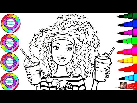 Coloring for kids barbie kenzie with ice drink and strawberry smoothie coloring video kids toddlers