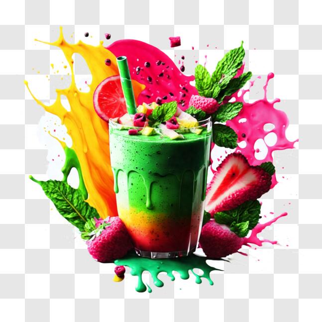 Download vibrant fruit smoothie with splashes png online