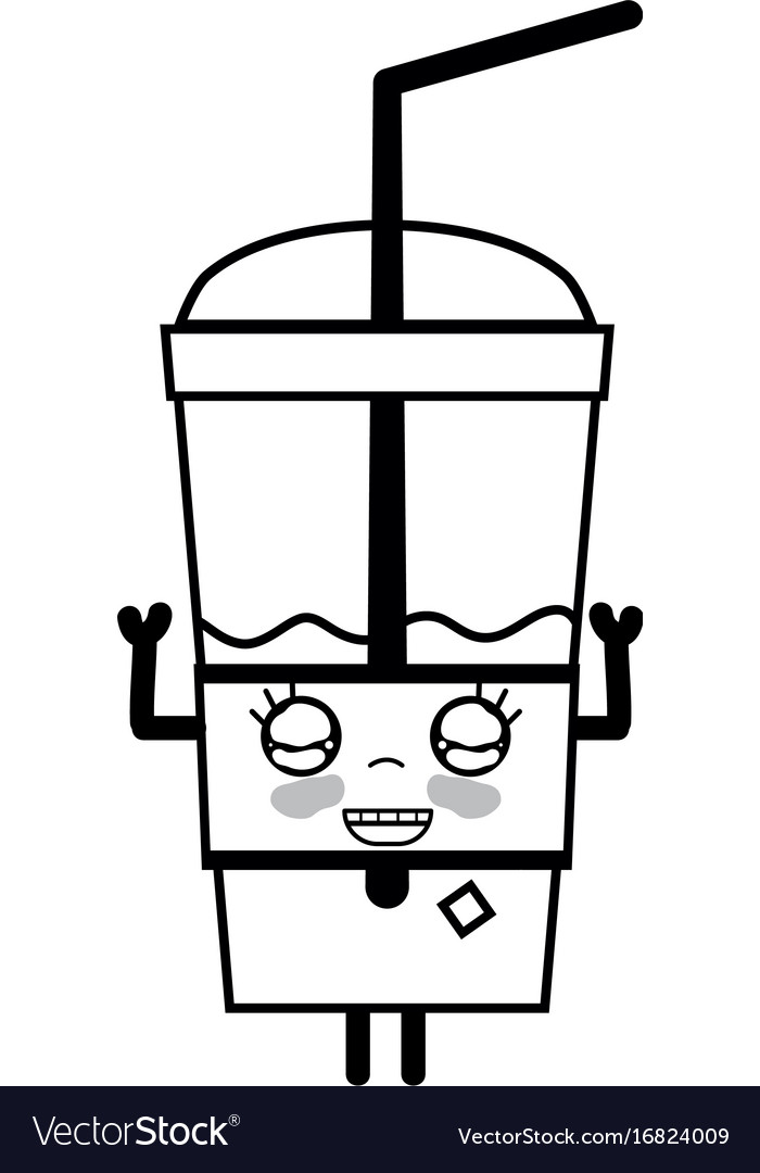 Line kawaii cute happy smoothie drink royalty free vector