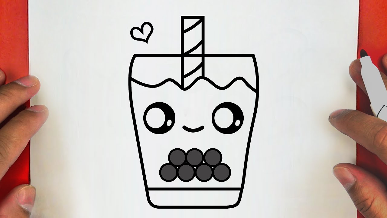 How to draw a cute smoothie drink and boba step by step draw cute things