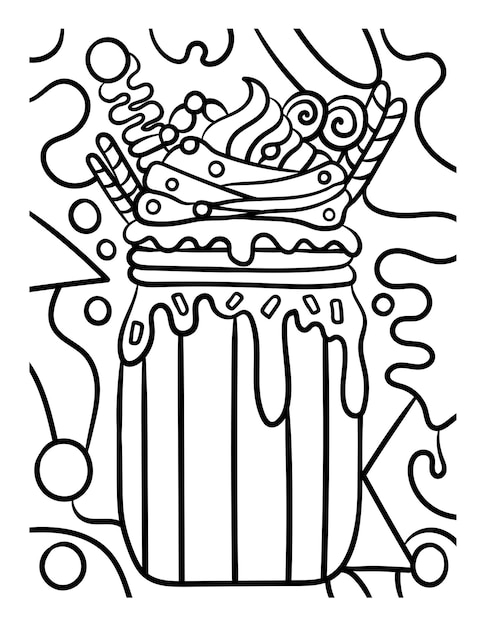 Premium vector smoothie sweet food coloring page for kids