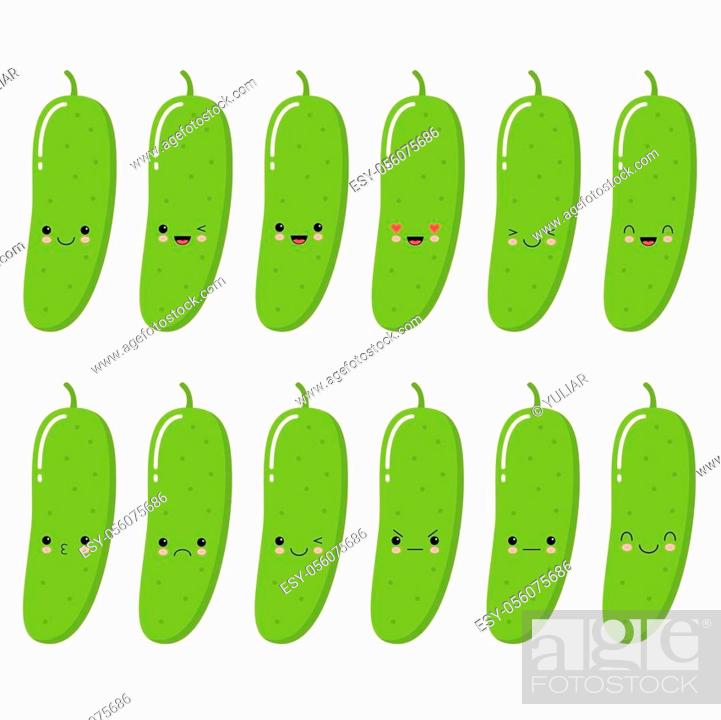 Cucumber vegetable food concept emoji emoticon collection stock vector vector and low budget royalty free image pic esy