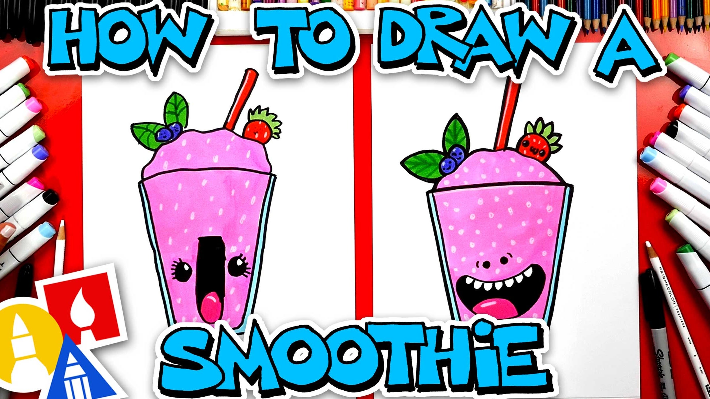 How to draw a funny frozen fruit smoothie art for kids hub