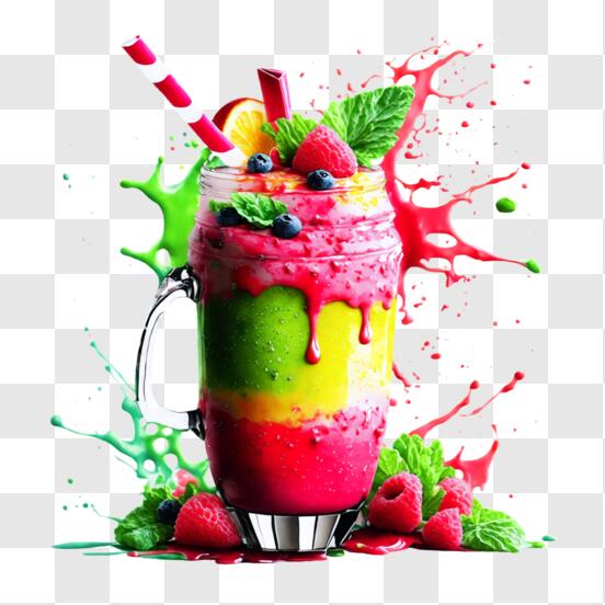 Download refreshing fruit smoothie with splash of colors png online