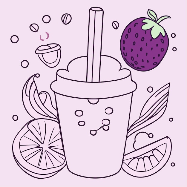 Fruit smoothie coloring page vectors illustrations for free download