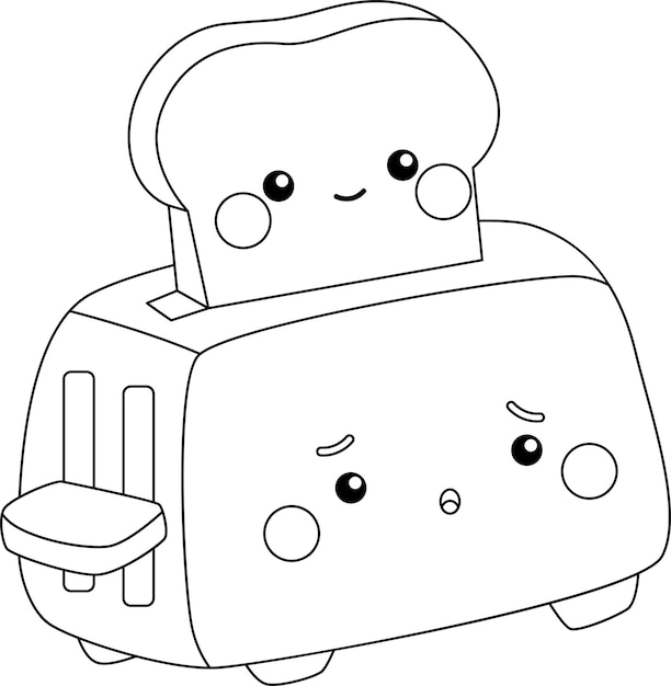 Premium vector a vector of a toaster and a toast in black and white coloring