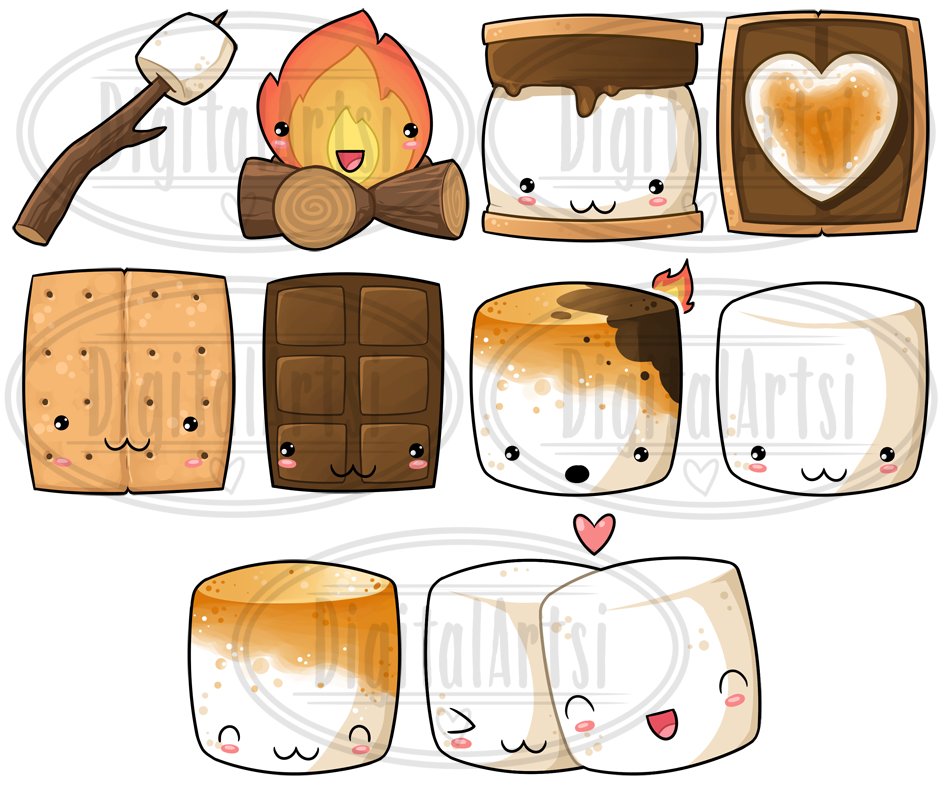 Kawaii smores clipart â