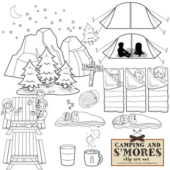 Camping and smores clip art set by christine obrien creative tpt