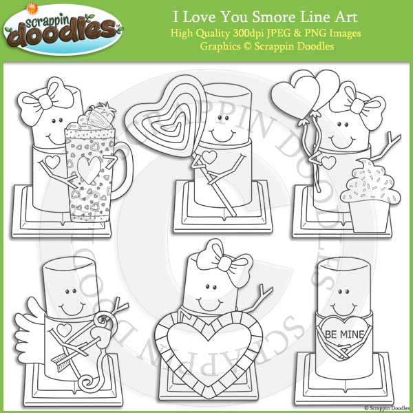 I love you smore clip art â scrappin doodles