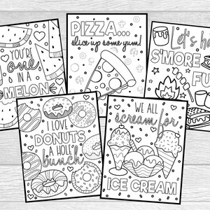 Printable foodie coloring pages for kids adults ice cream donuts watermelon pizza and smores coloring pages instant digital download