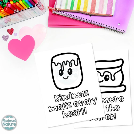 Coloring pages printable for kids valentine smore valentines day coloring page set class party valentines