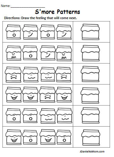 Patterning smore feelings worksheets