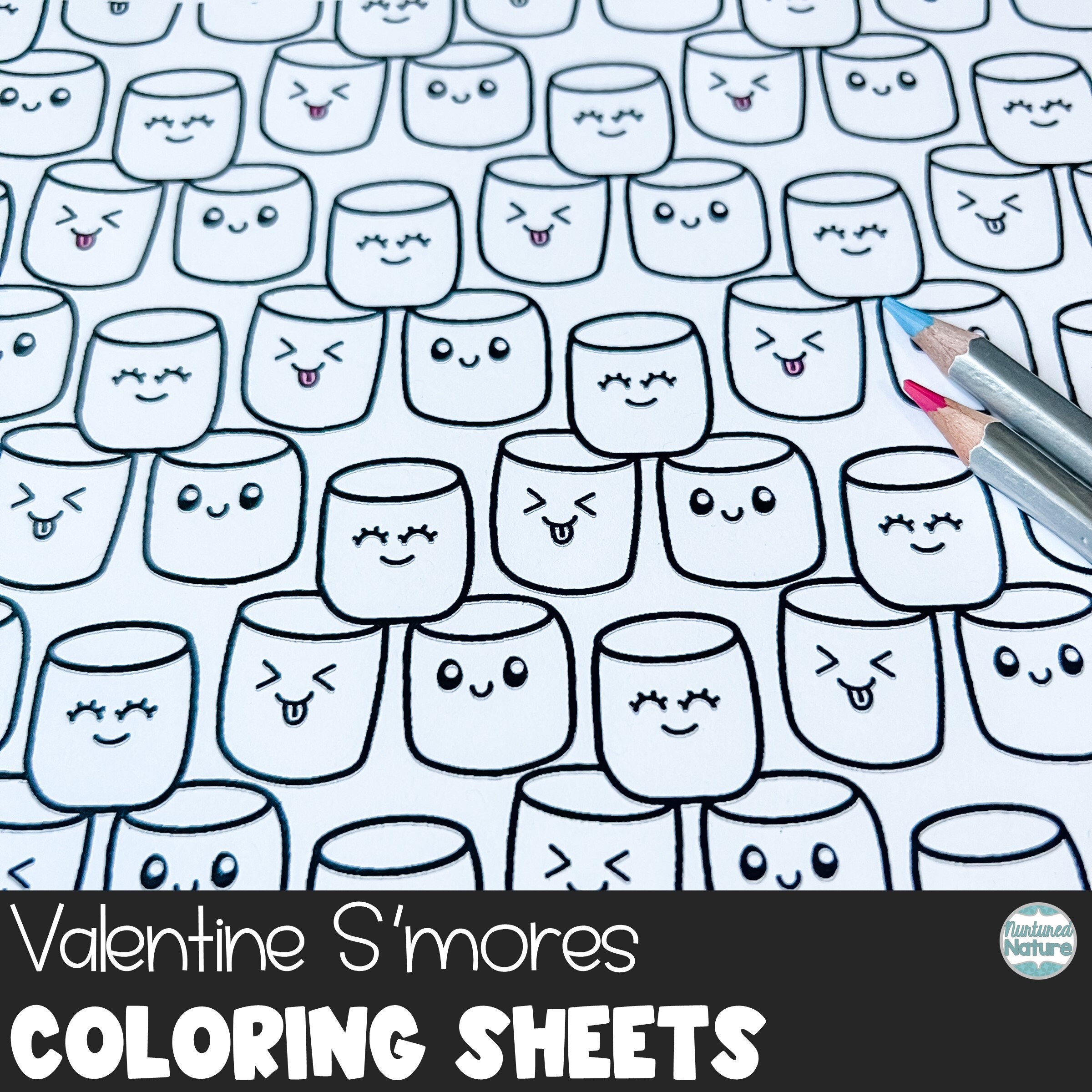 Coloring pages printable for kids valentine smore valentines day coloring page set class party valentines