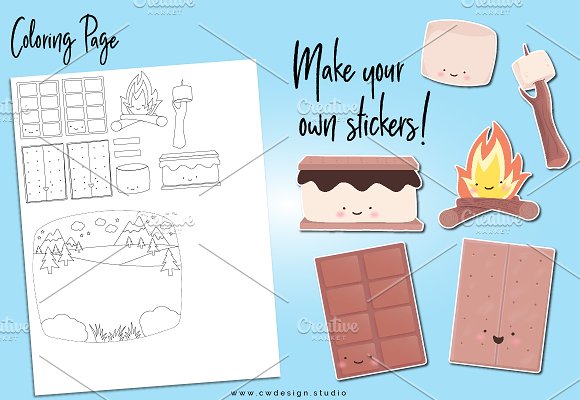 Smore clip art illustrations creative market