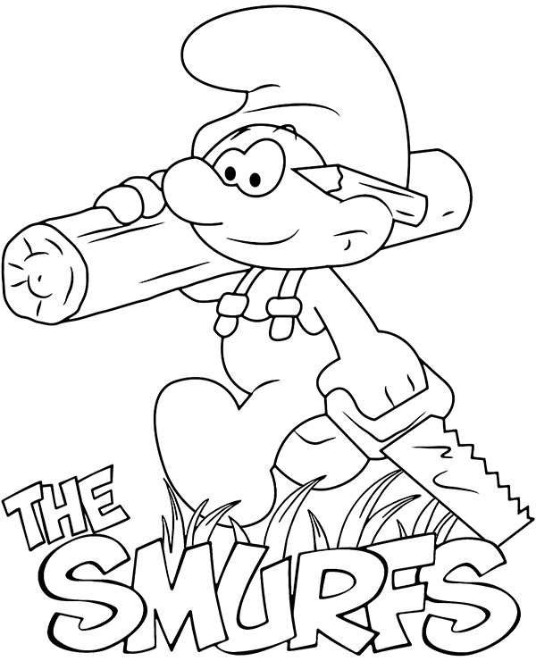 Smurfs coloring page handy smurf