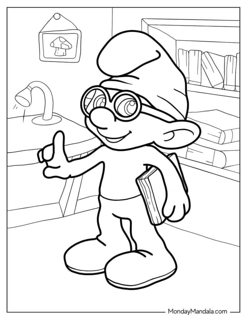 Smurf coloring pages free pdf printables