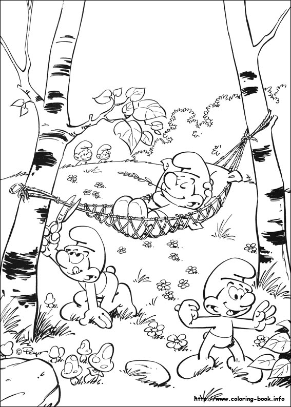 The smurfs coloring picture