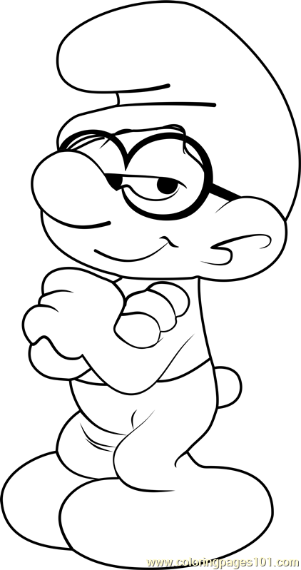 Brainy smurf coloring page for kids