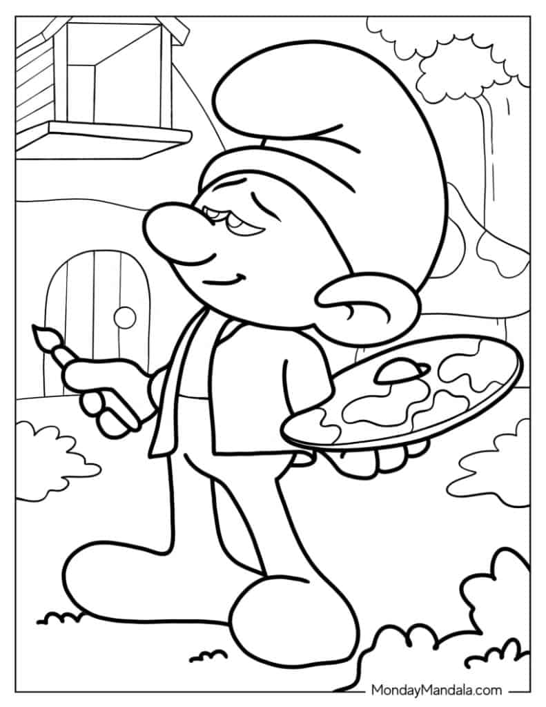 Smurf coloring pages free pdf printables