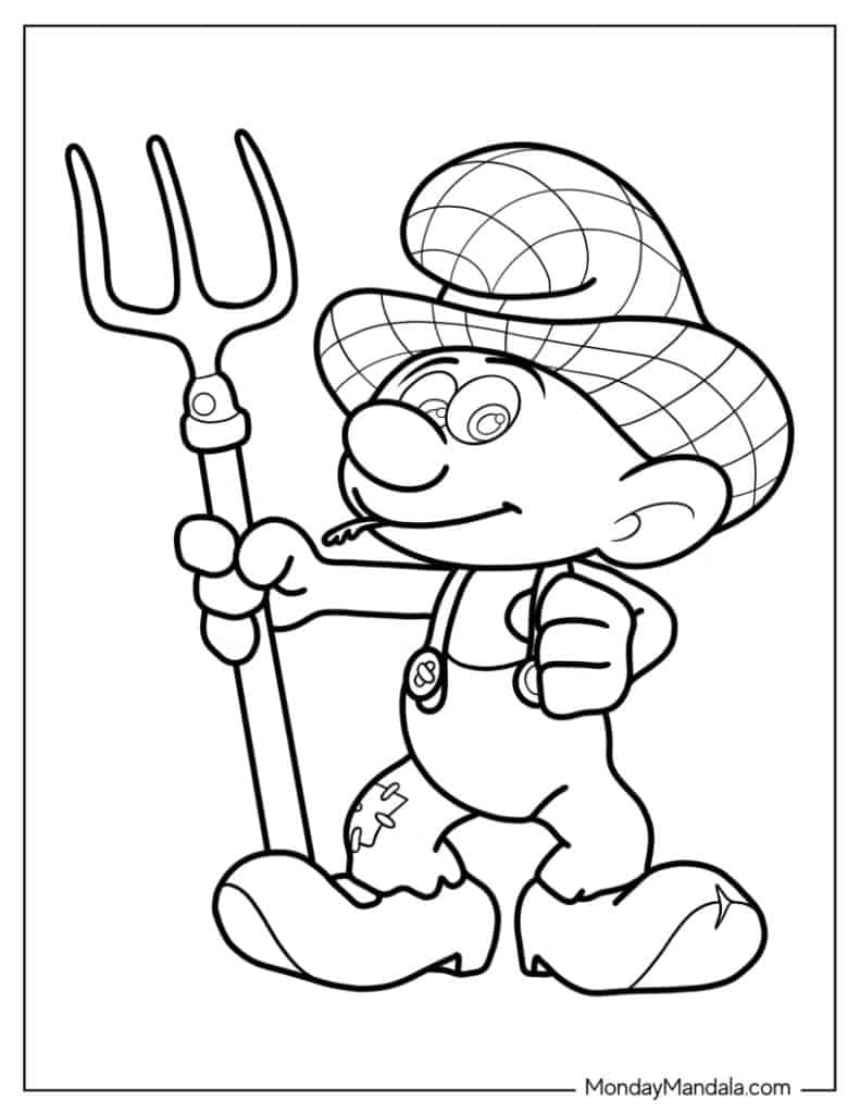 Smurf coloring pages free pdf printables