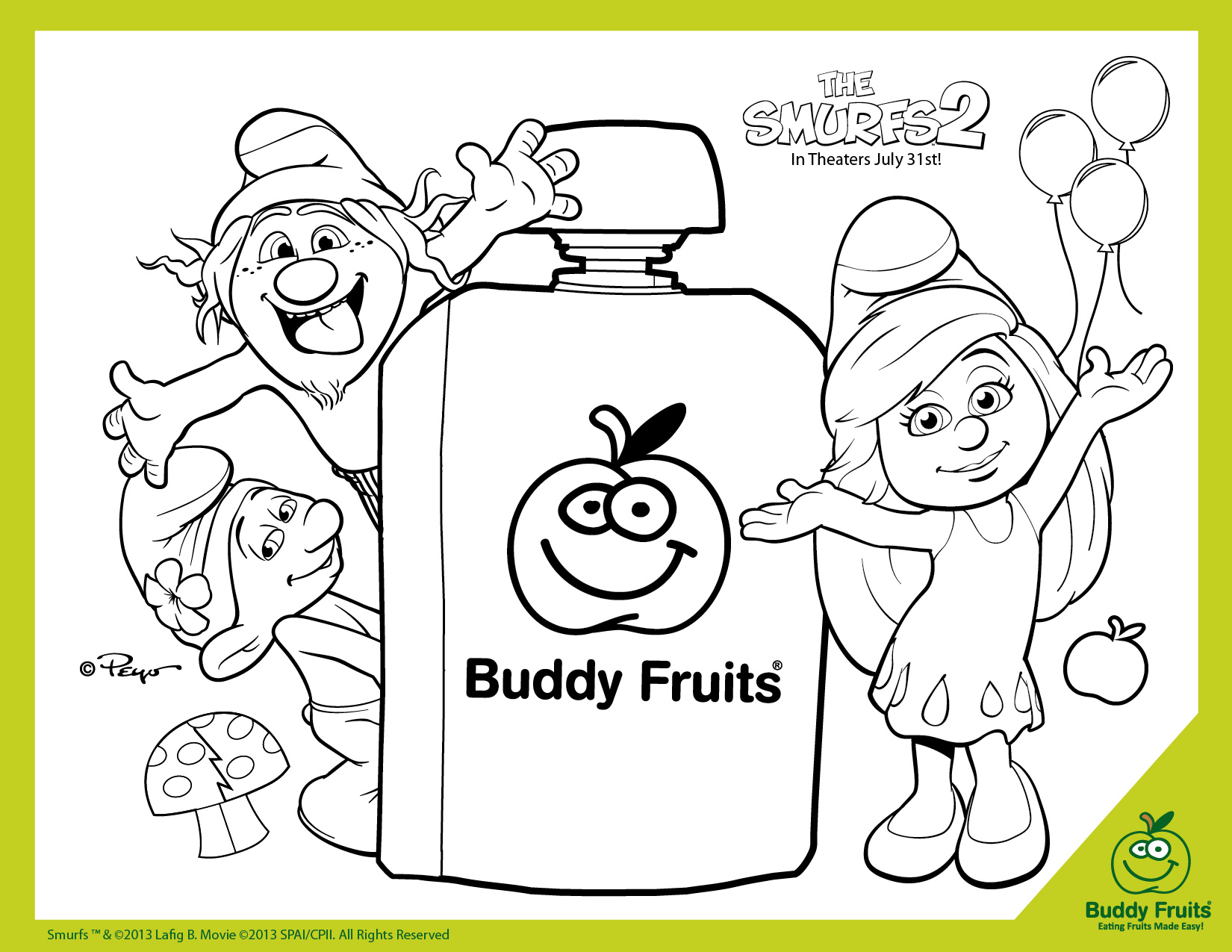 Smurfs printable coloring sheet