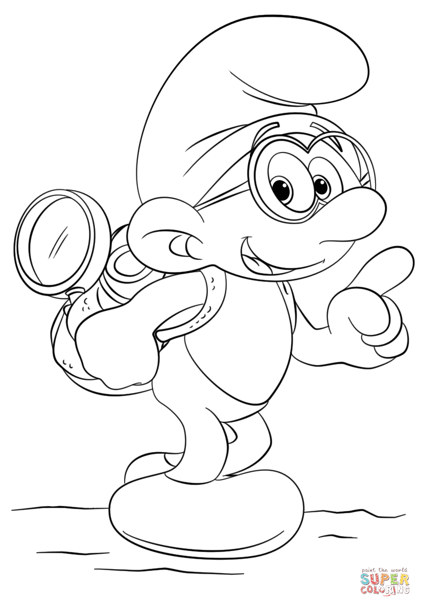 Brainy smurf coloring page free printable coloring pages