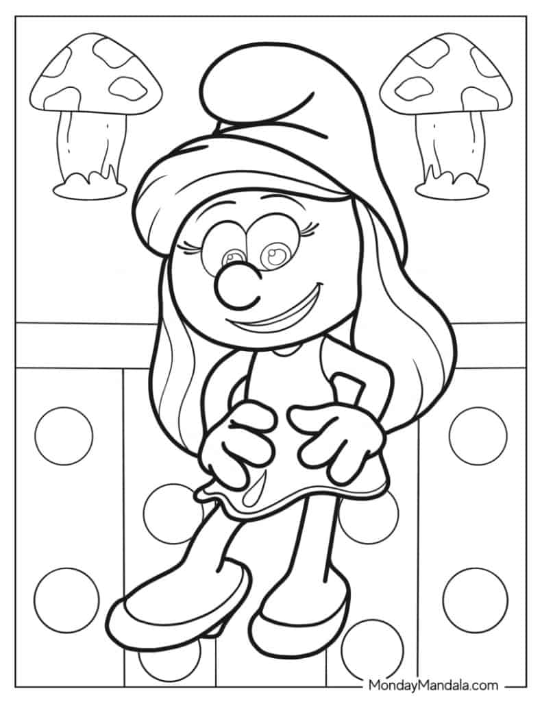 Smurf coloring pages free pdf printables