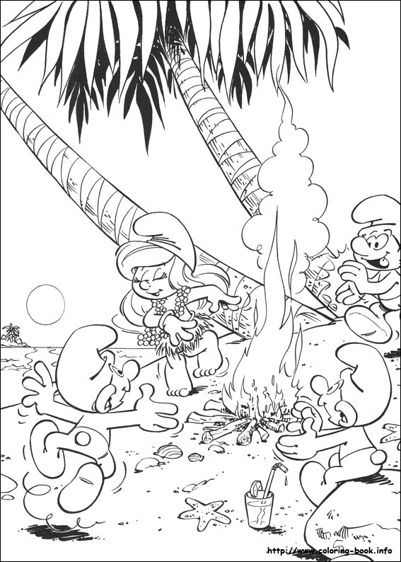 The smurfs coloring picture