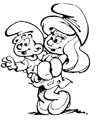 Baby smurf in the hands of smurfette coloring page free printable coloring pages