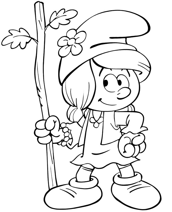 Smurfblossom coloring sheet smurf girl