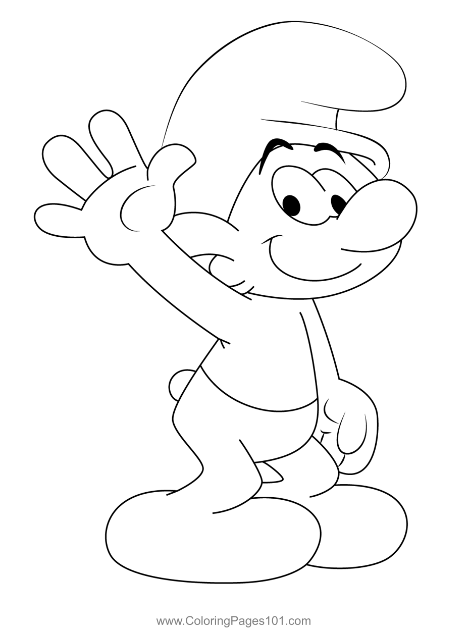 Clumsy smurf coloring page for kids