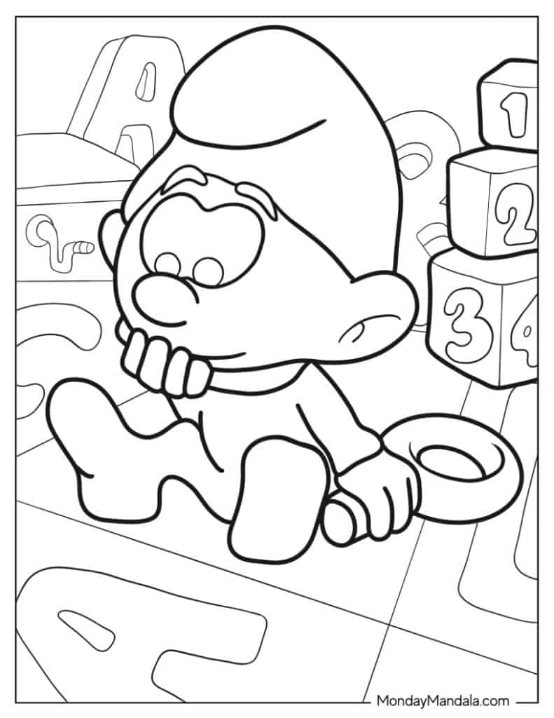 Smurf coloring pages free pdf printables