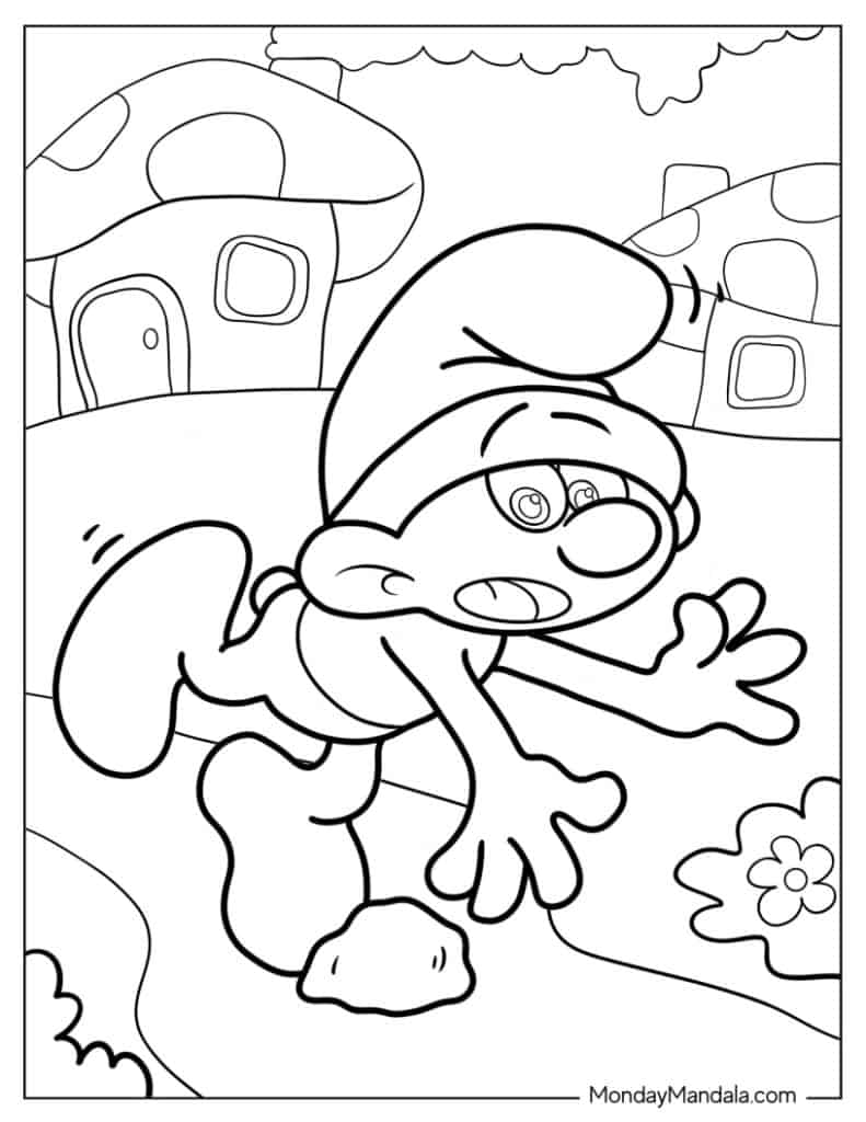 Smurf coloring pages free pdf printables