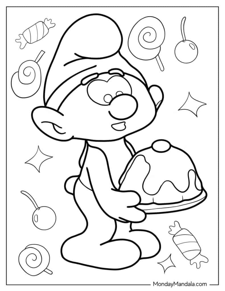 Smurf coloring pages free pdf printables