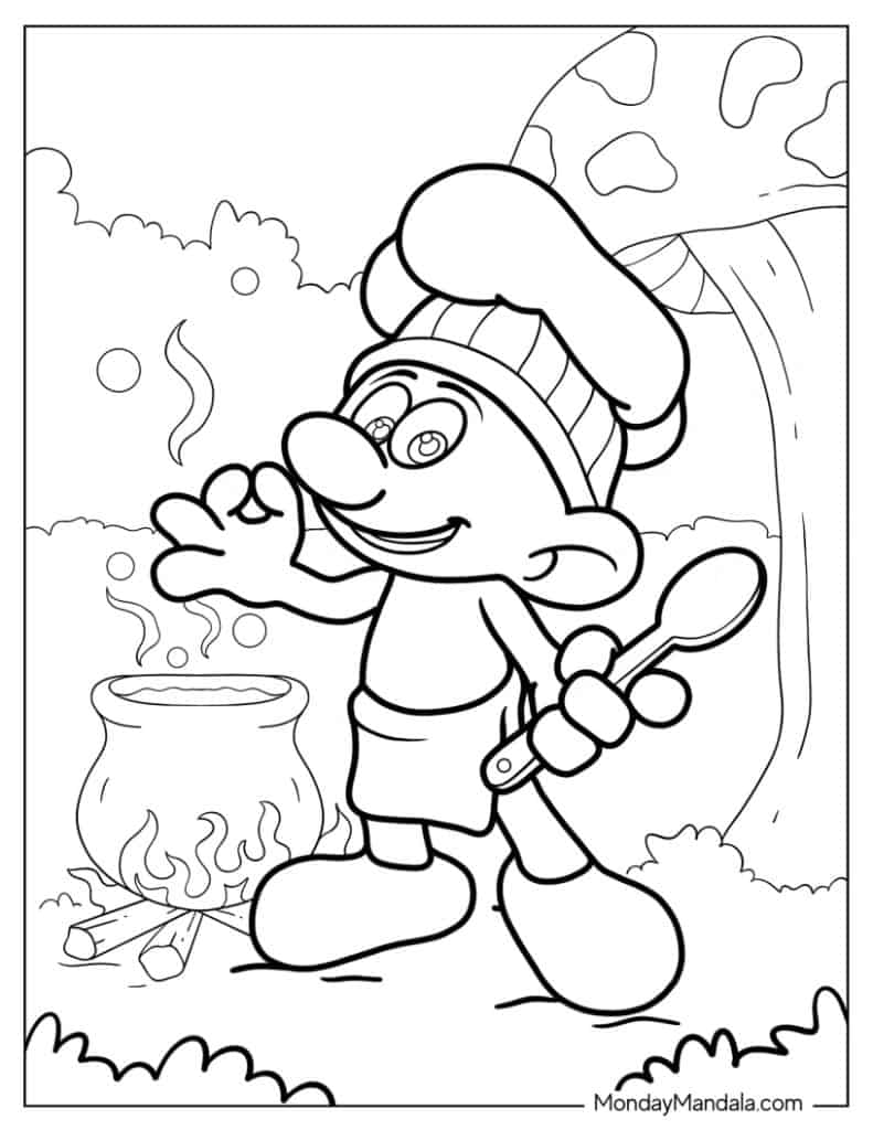 Smurf coloring pages free pdf printables